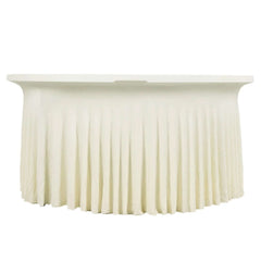 Spandex Round 6ft Table Skirt Ivory with Wavy Skirt-Like Effect Stylish Table Cover