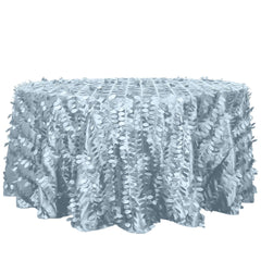 Taffeta 120" Round Tablecloth Dusty Blue | 3D Leaf Petal Design Seamless Table Cover