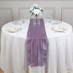 Taffeta 12"x108" Table Runner Violet Amethyst - Accordion Crinkle Design