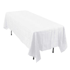 Taffeta 60"x102" Rectangle Tablecloth White - Accordion Crinkle Design for Modern Gatherings