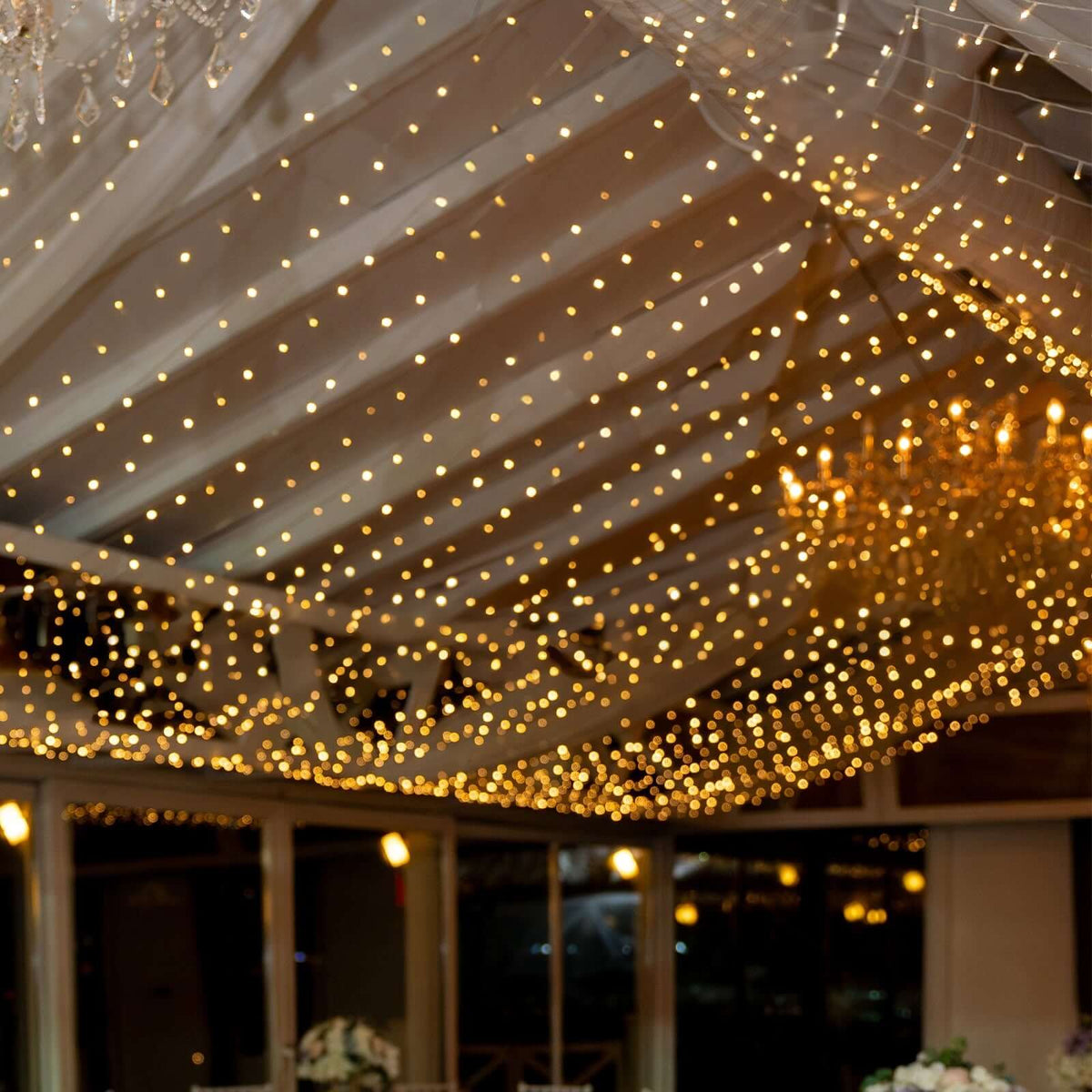 10ftx20ft Warm White 600 LED Curtain String Lights with 8 Modes & Inline Memory Controller, Plug In Connectable Fairy Lights