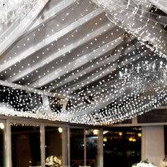 10ftx20ft Cool White 600 LED Curtain String Lights with 8 Modes & Inline Memory Controller, Plug In Connectable Fairy Lights